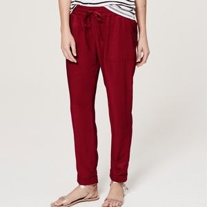 LOFT Red Silky Fluid Utility Pants - Like New
